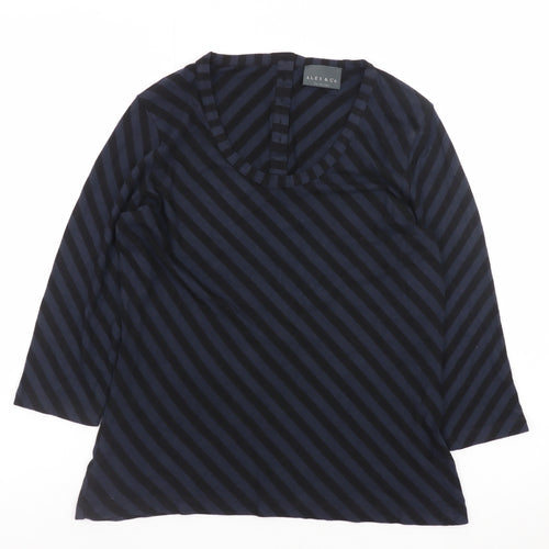 Alex & Co Women Blue Striped Jersey Blouse UK 12 3/4 Sleeve
