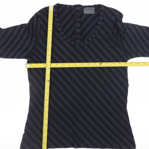 Alex & Co Women Blue Striped Jersey Blouse UK 12 3/4 Sleeve
