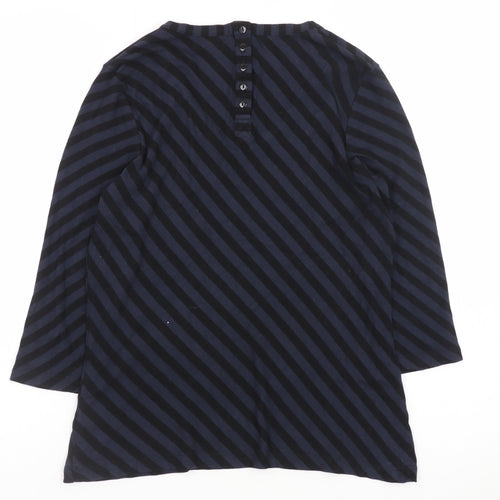 Alex & Co Women Blue Striped Jersey Blouse UK 12 3/4 Sleeve