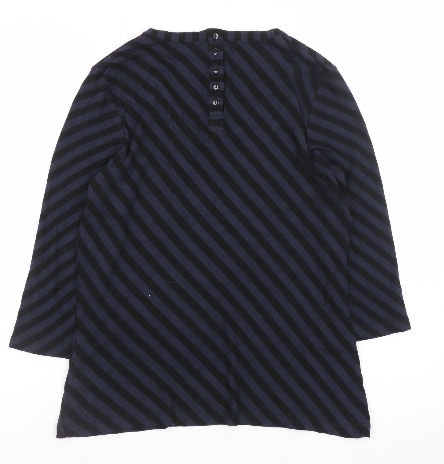 Alex & Co Women Blue Striped Jersey Blouse UK 12 3/4 Sleeve