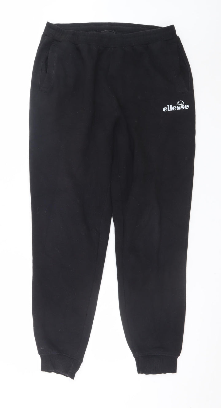 Ellesse Men Black Jogger Sweatpants UK 12 Relaxed Fit Cotton Blend
