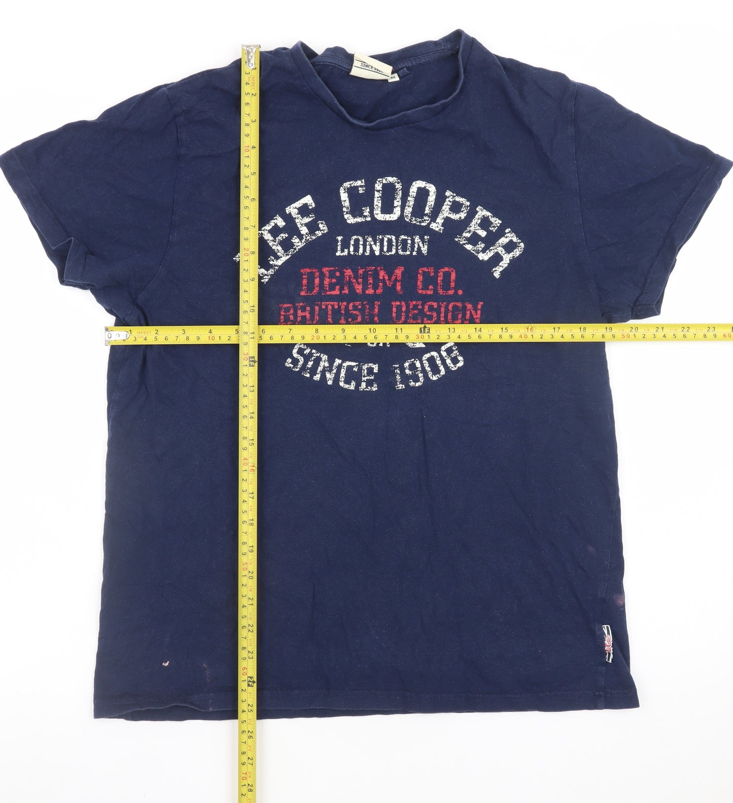 Lee Cooper Men's Blue Graphic Print Crew Neck Cotton T-Shirt M