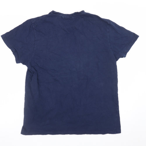 Lee Cooper Men's Blue Graphic Print Crew Neck Cotton T-Shirt M