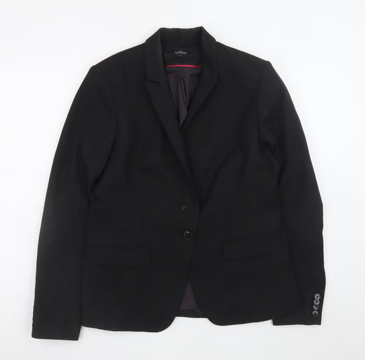 Next Women Black Tailored Single-Breasted Blazer Size 14