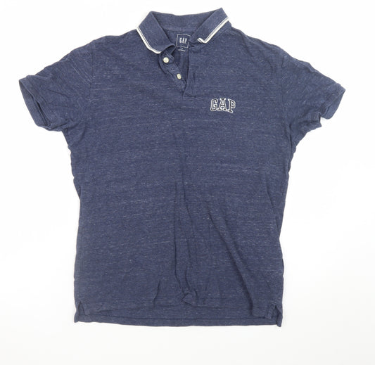 GAP Men's Blue Cotton Short Sleeve Polo Shirt Size S