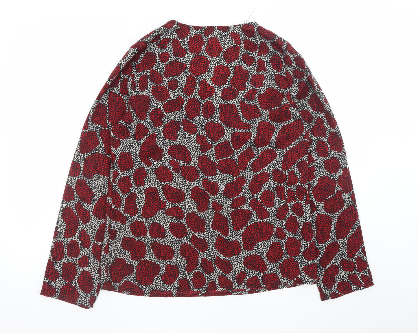 AKOZ De Toi Women’s Red Animal Print V-Neck Tunic Blouse Size S