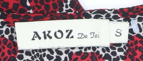 AKOZ De Toi Women’s Red Animal Print V-Neck Tunic Blouse Size S