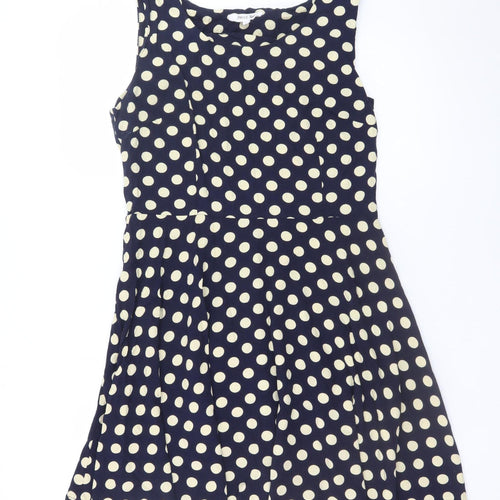 Sweet Miss Women Blue Polka Dot L Skater Dress Sleeveless Retro Style