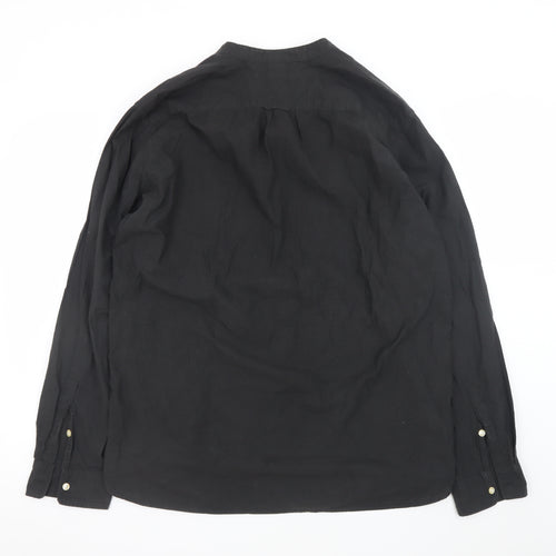 L.O.G.G. Men's Black Cotton Band Collar Button-Up Shirt Size L