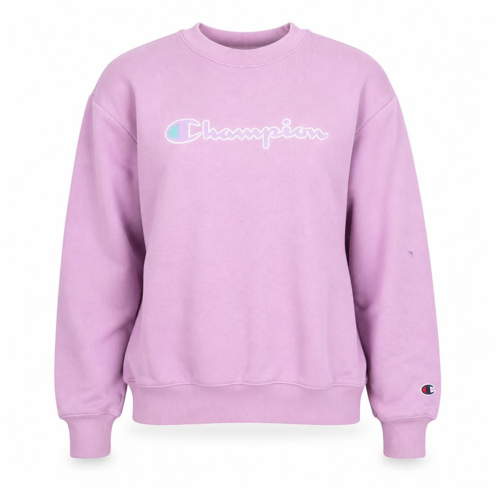 Front view of Champion Women's Pink Pullover Sweatshirt Small Cotton Blend