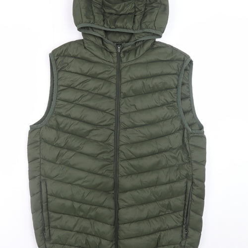 Dunnes Stores Mens Green Hooded Puffer Gilet Medium 38in Regular Fit