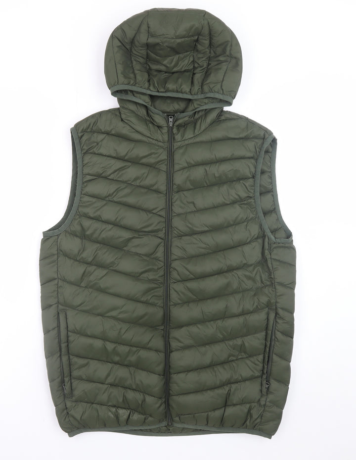 Dunnes Stores Mens Green Hooded Puffer Gilet Medium 38in Regular Fit