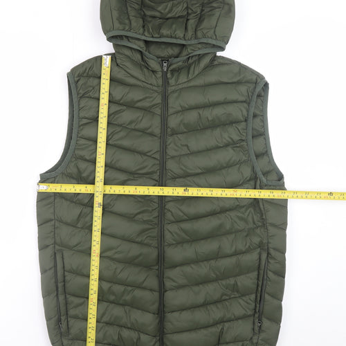 Dunnes Stores Mens Green Hooded Puffer Gilet Medium 38in Regular Fit