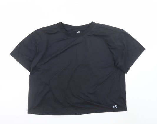 Under Armour Women Black Loose Fit Short Sleeve Sports T-Shirt L