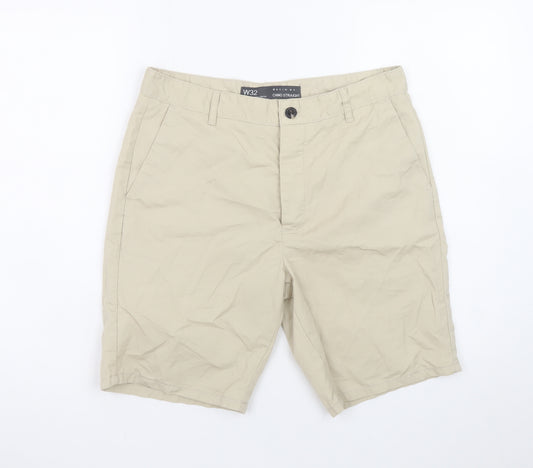 Denim Co. Men's Beige Chino Shorts W32 Regular Fit Casual Summer