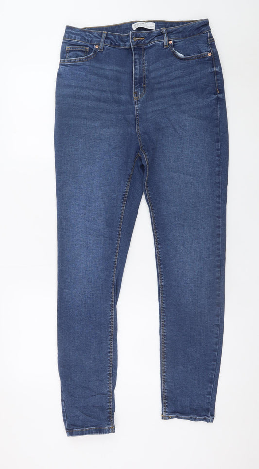 Primark Women Blue Skinny Jeans Size 14 High Rise Denim