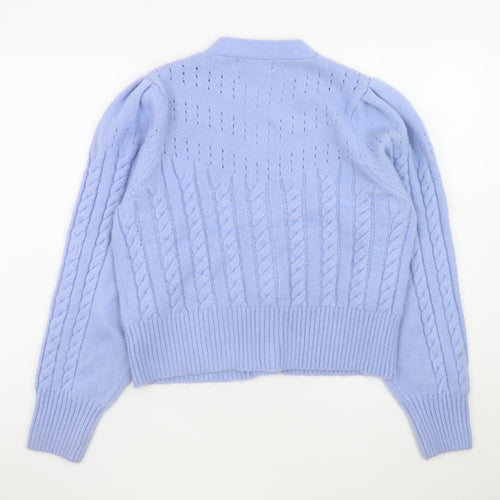 Diesel Women's Blue Cable-Knit Puff Sleeve Cardigan - Size S