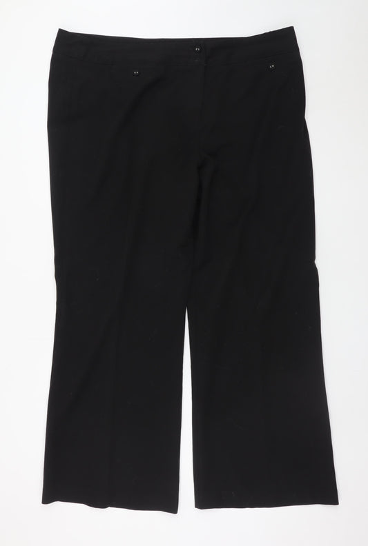 Bm Women Black Size 20 Wide-Leg Stretch Trousers