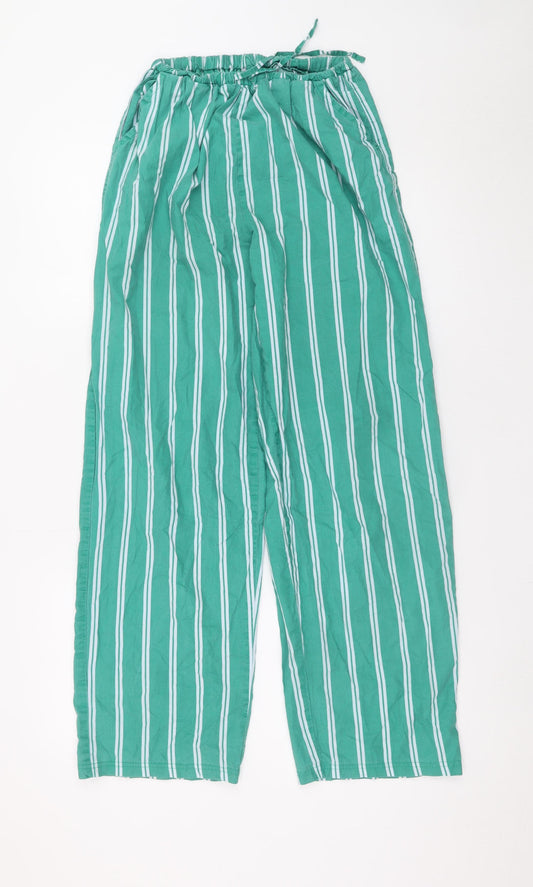 Primark Women Green Striped Cotton Pyjama Pants 2XS Disney