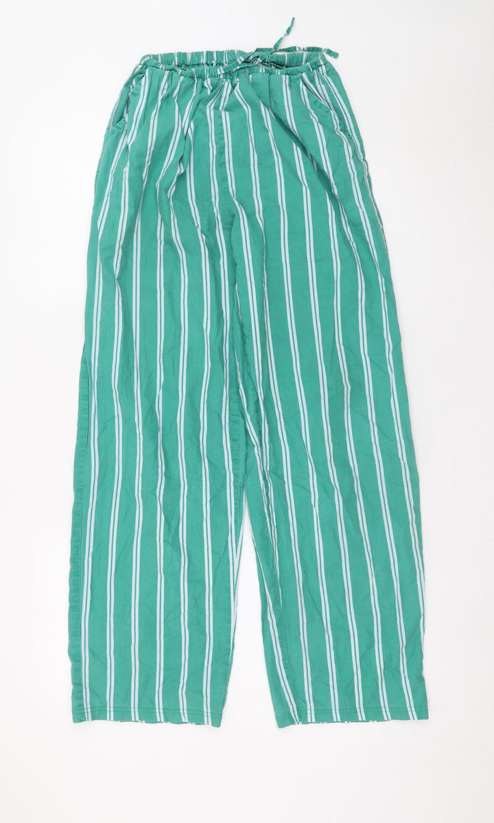 Primark Women Green Striped Cotton Pyjama Pants 2XS Disney