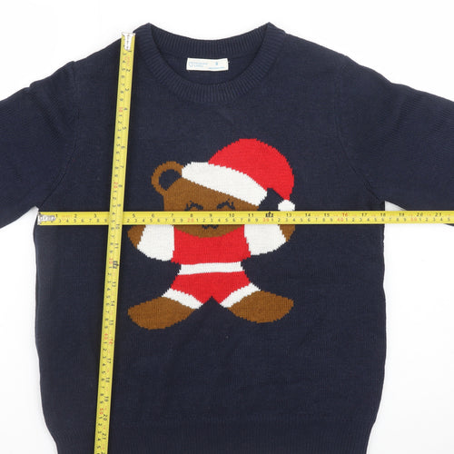 Primark Womens Blue Christmas Bear Knit Jumper Size S