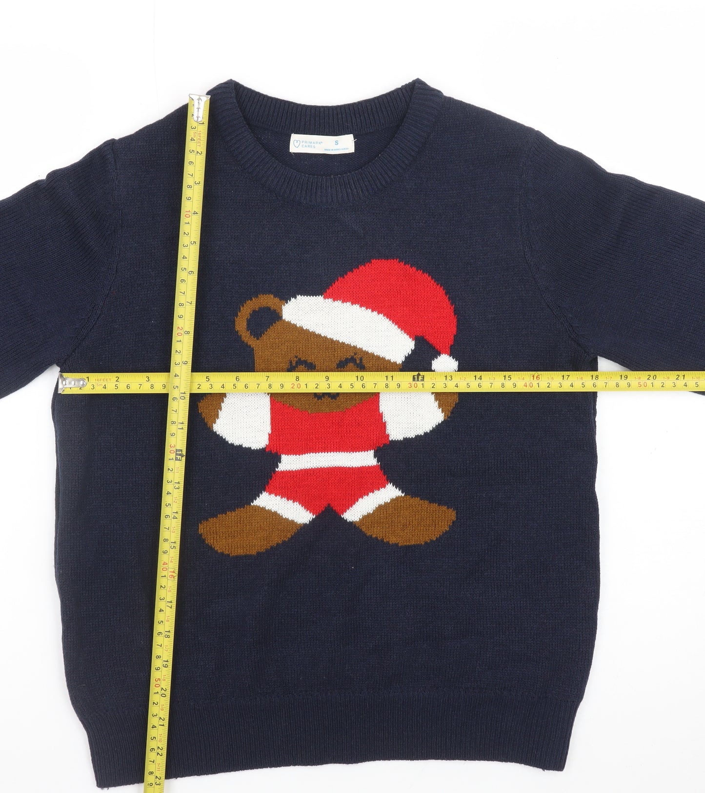 Primark Womens Blue Christmas Bear Knit Jumper Size S