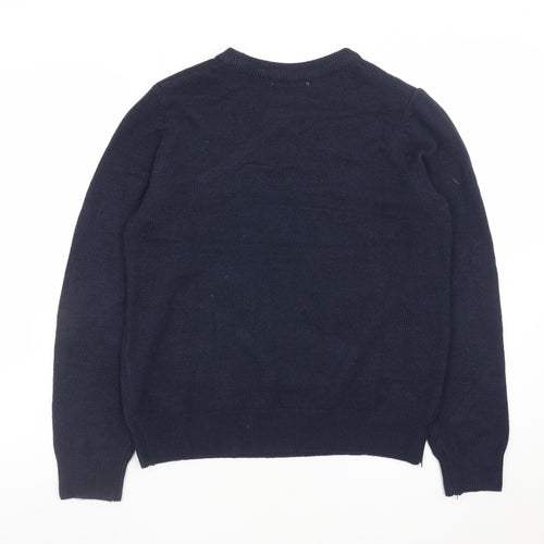 Primark Womens Blue Christmas Bear Knit Jumper Size S