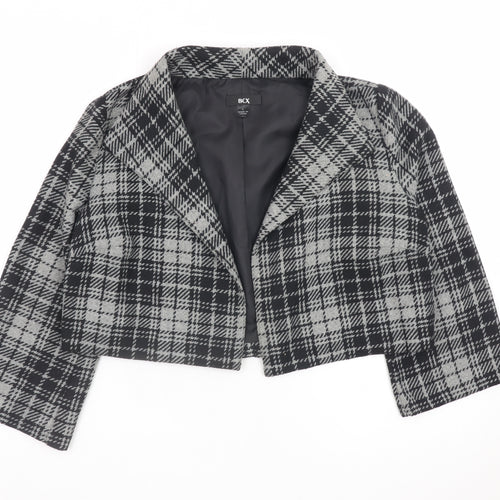 BCX Women's Grey Check Cropped Blazer Jacket Size L