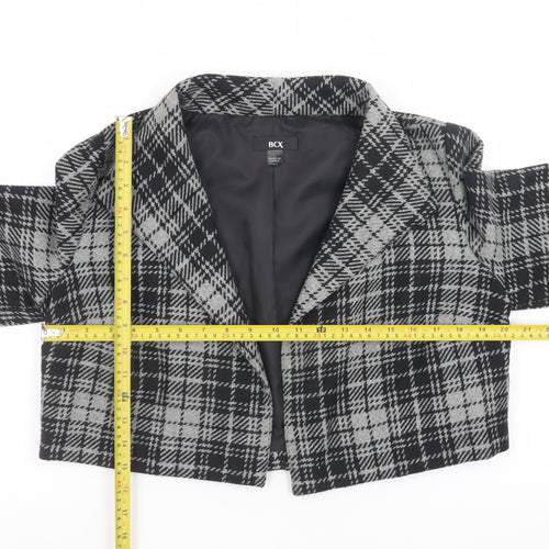 BCX Women's Grey Check Cropped Blazer Jacket Size L