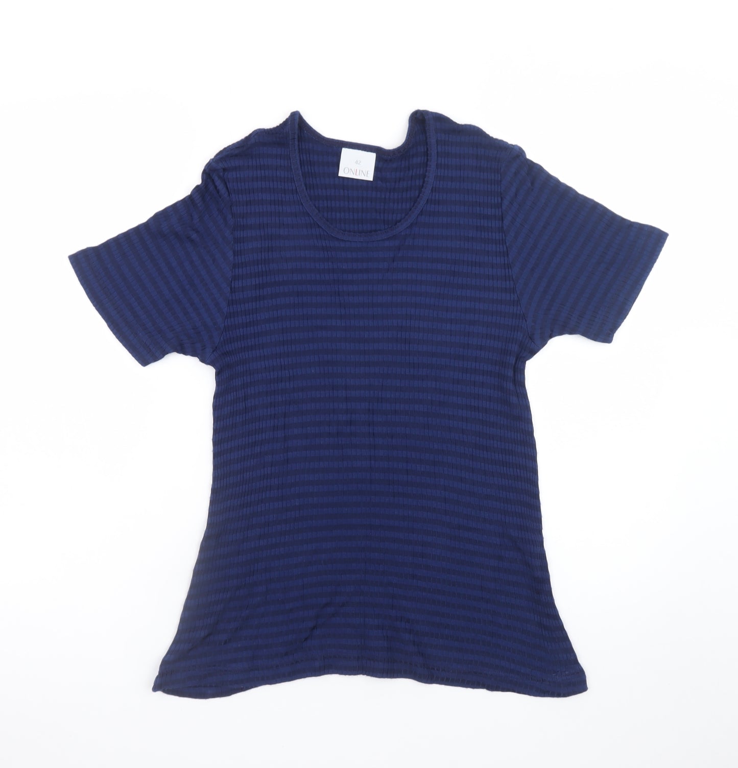 ONLINE Women's Blue Striped Cotton T-Shirt Size 14