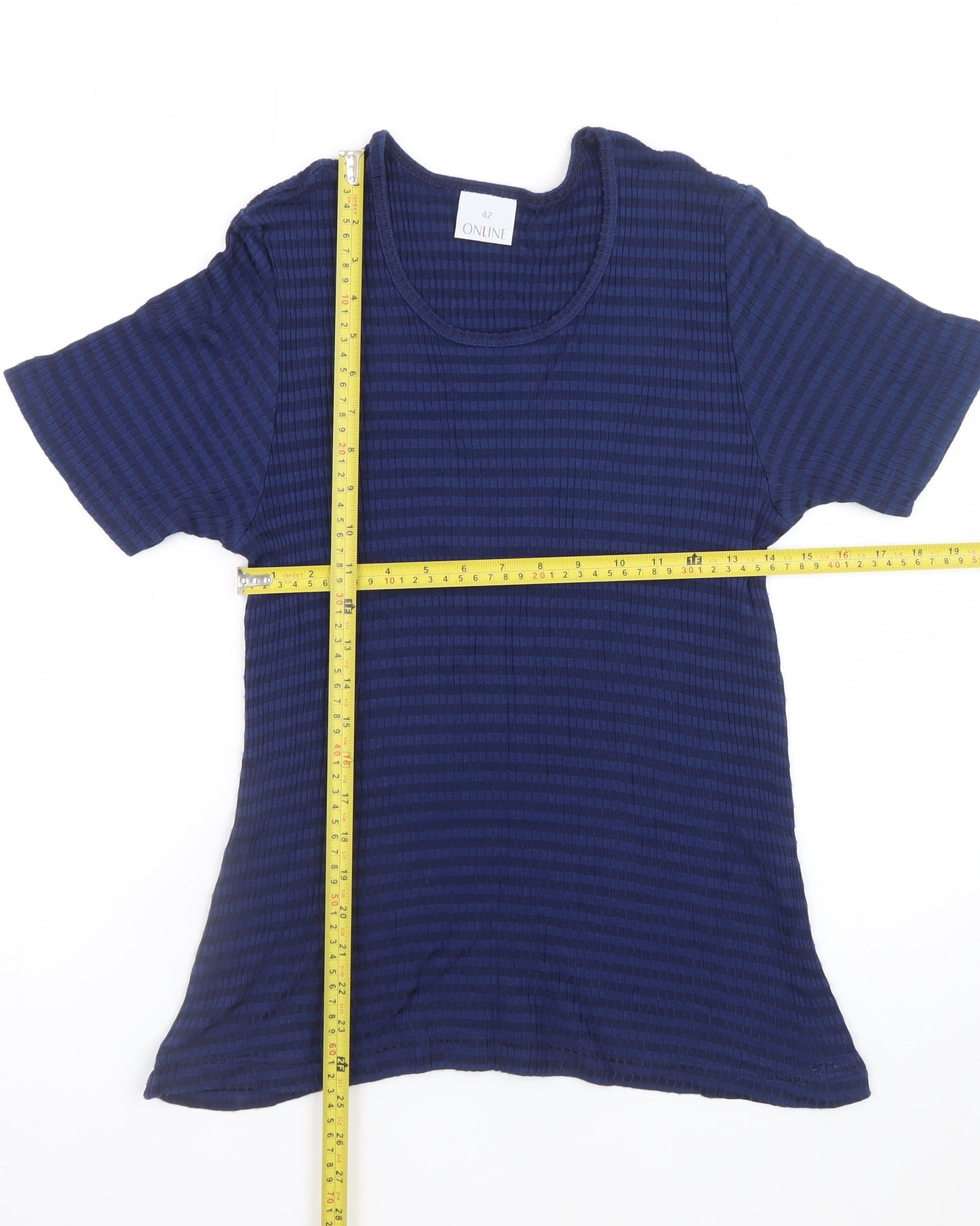 ONLINE Women's Blue Striped Cotton T-Shirt Size 14