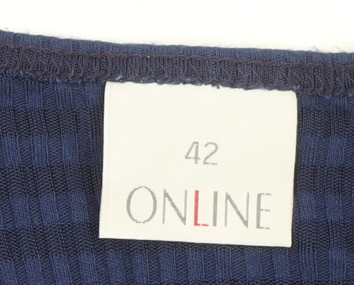 ONLINE Women's Blue Striped Cotton T-Shirt Size 14