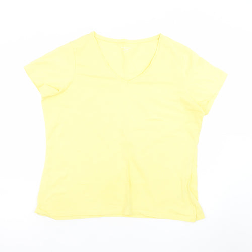 Dunnes Stores Women's Yellow V-Neck Cotton T-Shirt XL