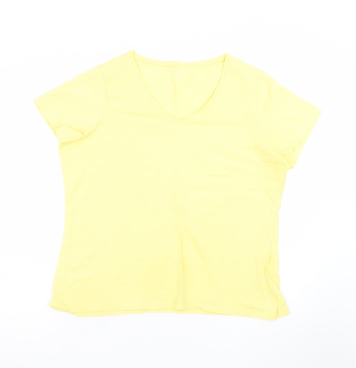 Dunnes Stores Women's Yellow V-Neck Cotton T-Shirt XL