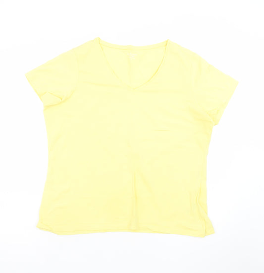 Dunnes Stores Women's Yellow V-Neck Cotton T-Shirt XL