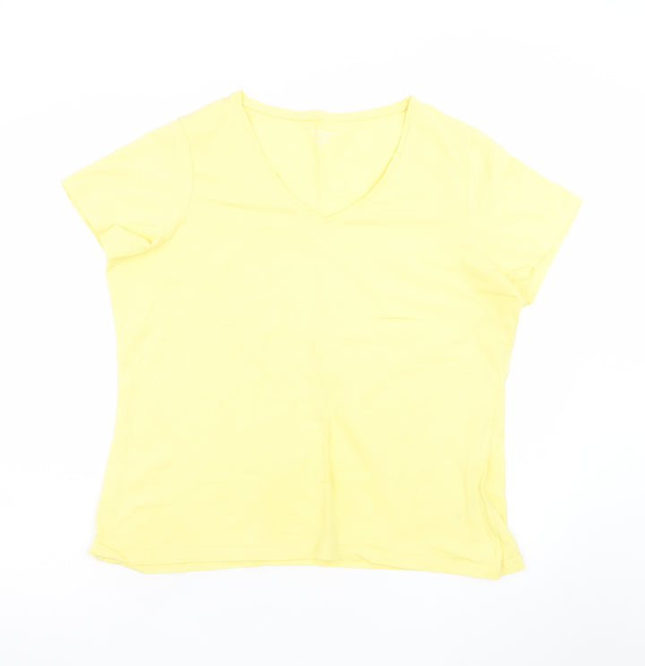 Dunnes Stores Women's Yellow V-Neck Cotton T-Shirt XL