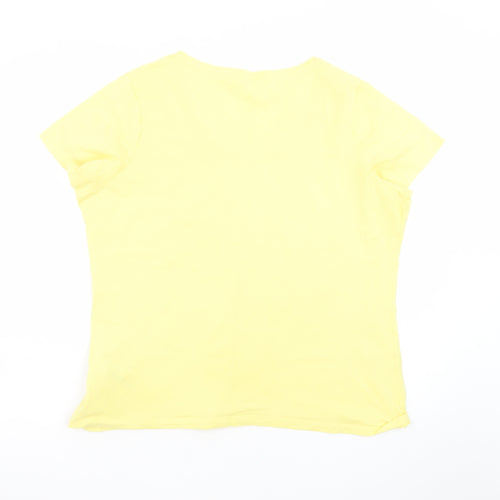 Dunnes Stores Women's Yellow V-Neck Cotton T-Shirt XL