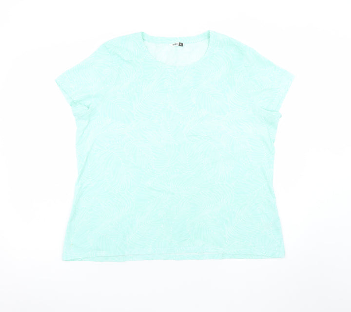 Pep & Co Women’s Green Floral Print XL Short Sleeve Basic T-Shirt