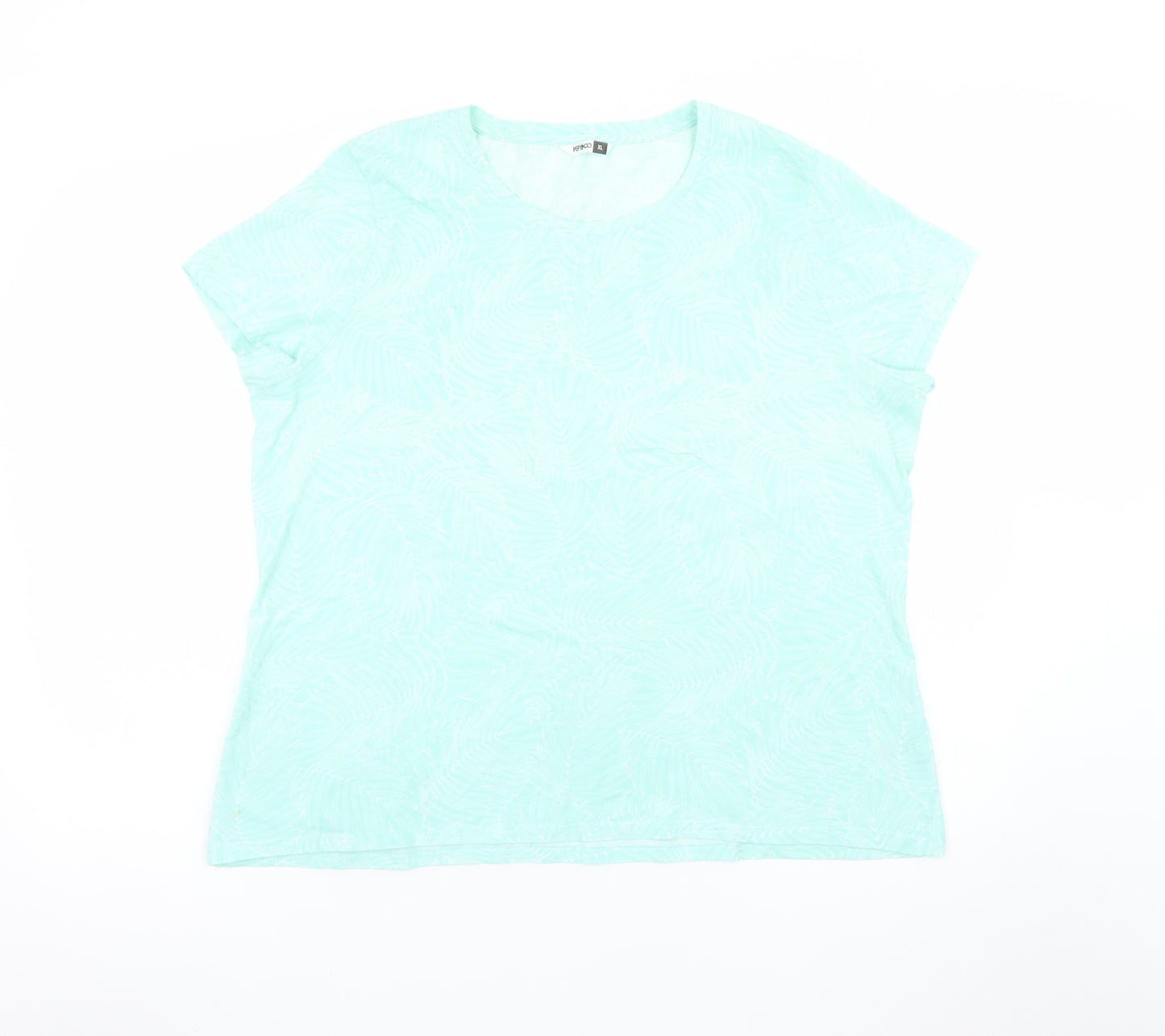 Pep & Co Women’s Green Floral Print XL Short Sleeve Basic T-Shirt