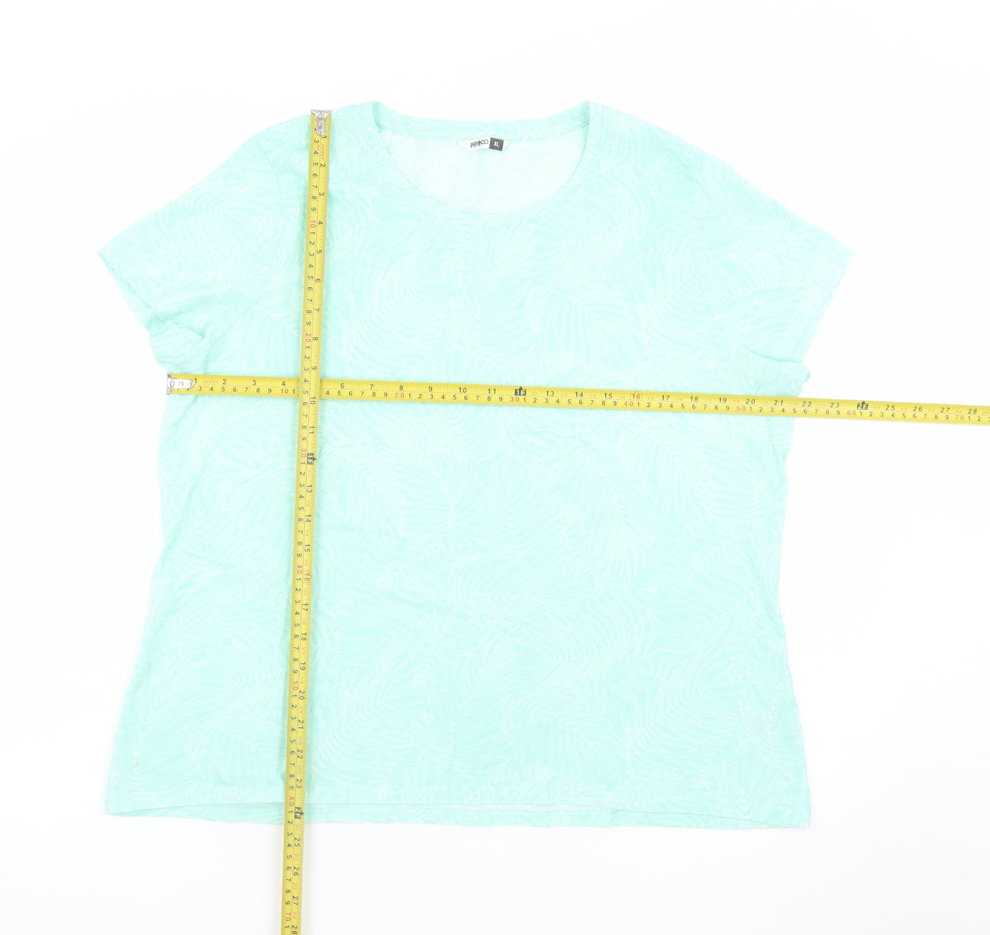 Pep & Co Women’s Green Floral Print XL Short Sleeve Basic T-Shirt