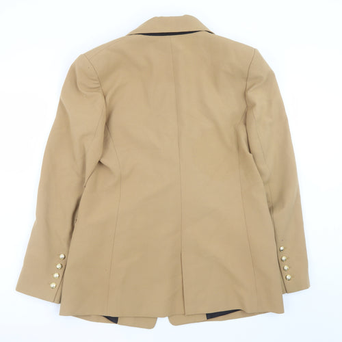 Zara Women Beige Blazer Size 12 Double Breasted Classic Work Jacket