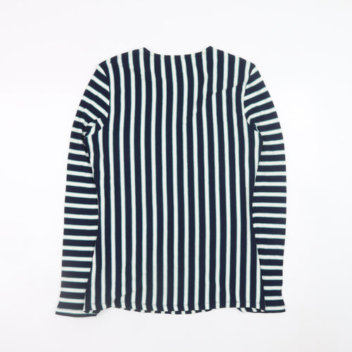 Savida Women’s Blue Striped Long Sleeve Crew Neck Button T-Shirt Size 14