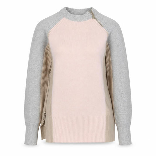 River Island Women's Beige Crew Neck Zip Detail Jumper Size 8