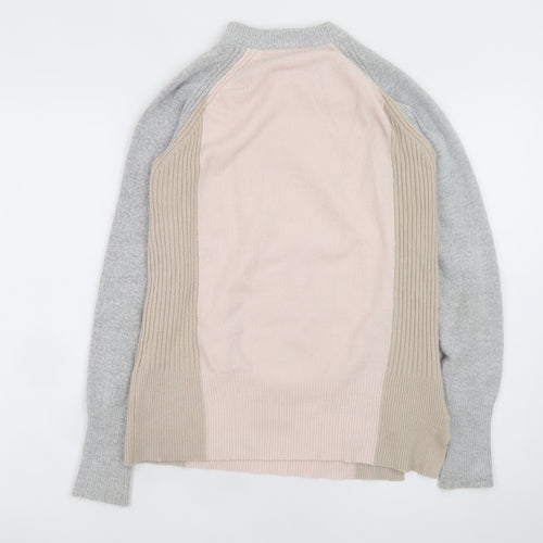 River Island Women's Beige Crew Neck Zip Detail Jumper Size 8