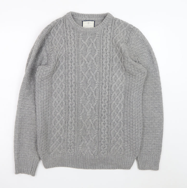 Cedarwood State Women's Grey Cable-Knit Acrylic Jumper Size S