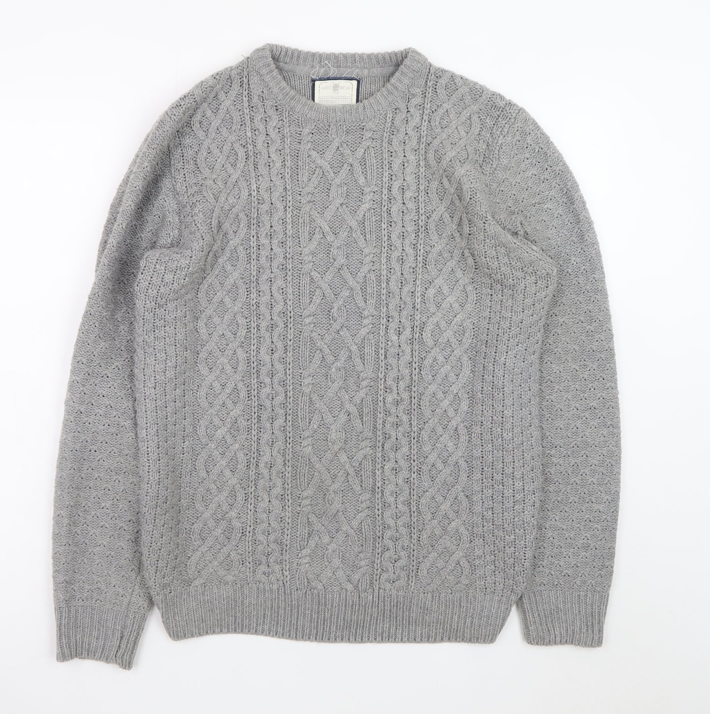 Cedarwood State Women's Grey Cable-Knit Acrylic Jumper Size S