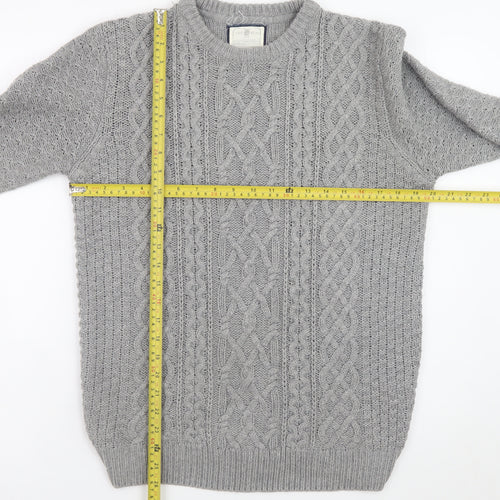 Cedarwood State Women's Grey Cable-Knit Acrylic Jumper Size S