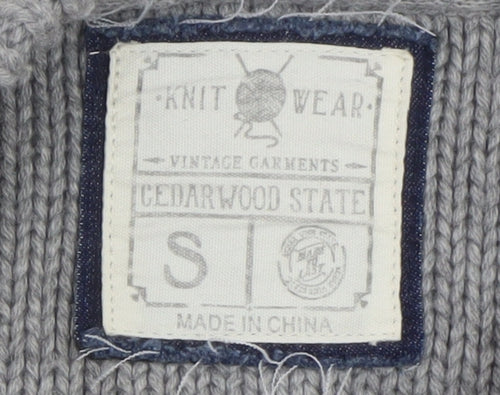Cedarwood State Women's Grey Cable-Knit Acrylic Jumper Size S