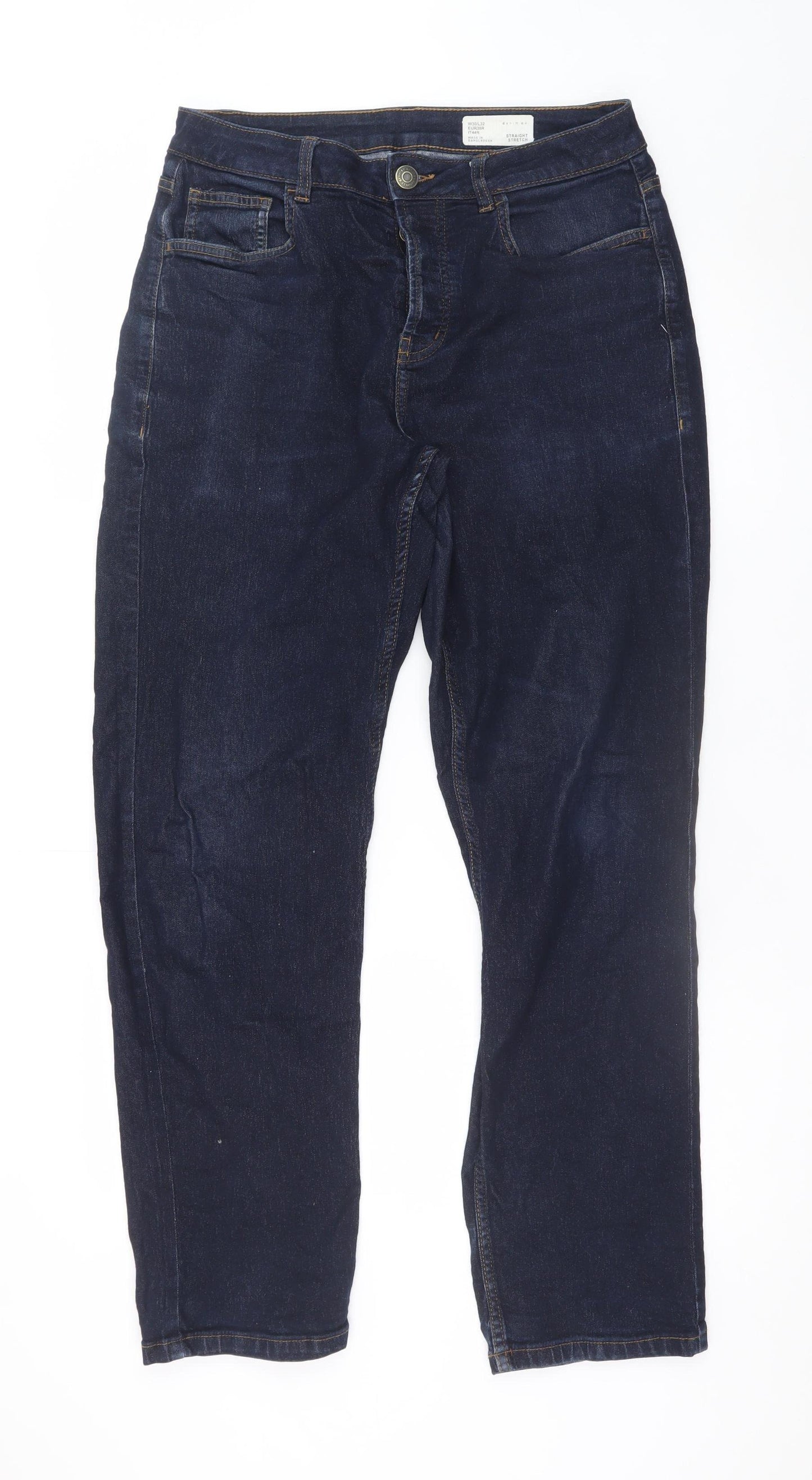 Denim Co. Women's Blue Straight Stretch Jeans Size 12