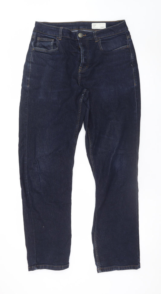 Denim Co. Women's Blue Straight Stretch Jeans Size 12